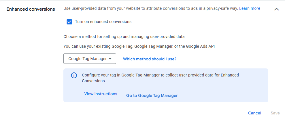 enabling enhance conversion